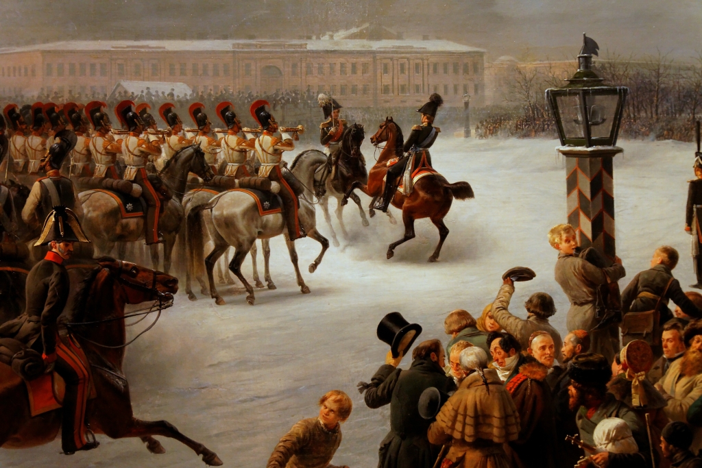 Тимм В.Ф. Лейб-гвардии Конный полк во время восстания 14 декабря 1825 года на Исаакиевской площади. 1853. Государственный Эрмитаж (фрагмент)